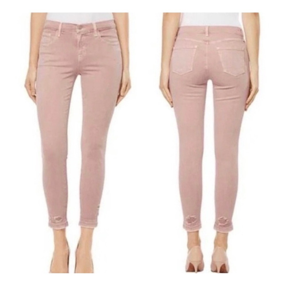 J Brand 835 Mid Rise Skinny Jeans Vinca Destruct Dusty Pink‎ Size 29